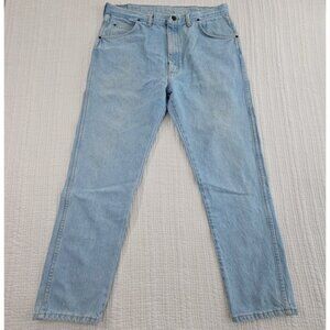 VTG Wrangler Jeans Men's 38x30 Light Blue Denim Made in USA 96501NL EUC Straight